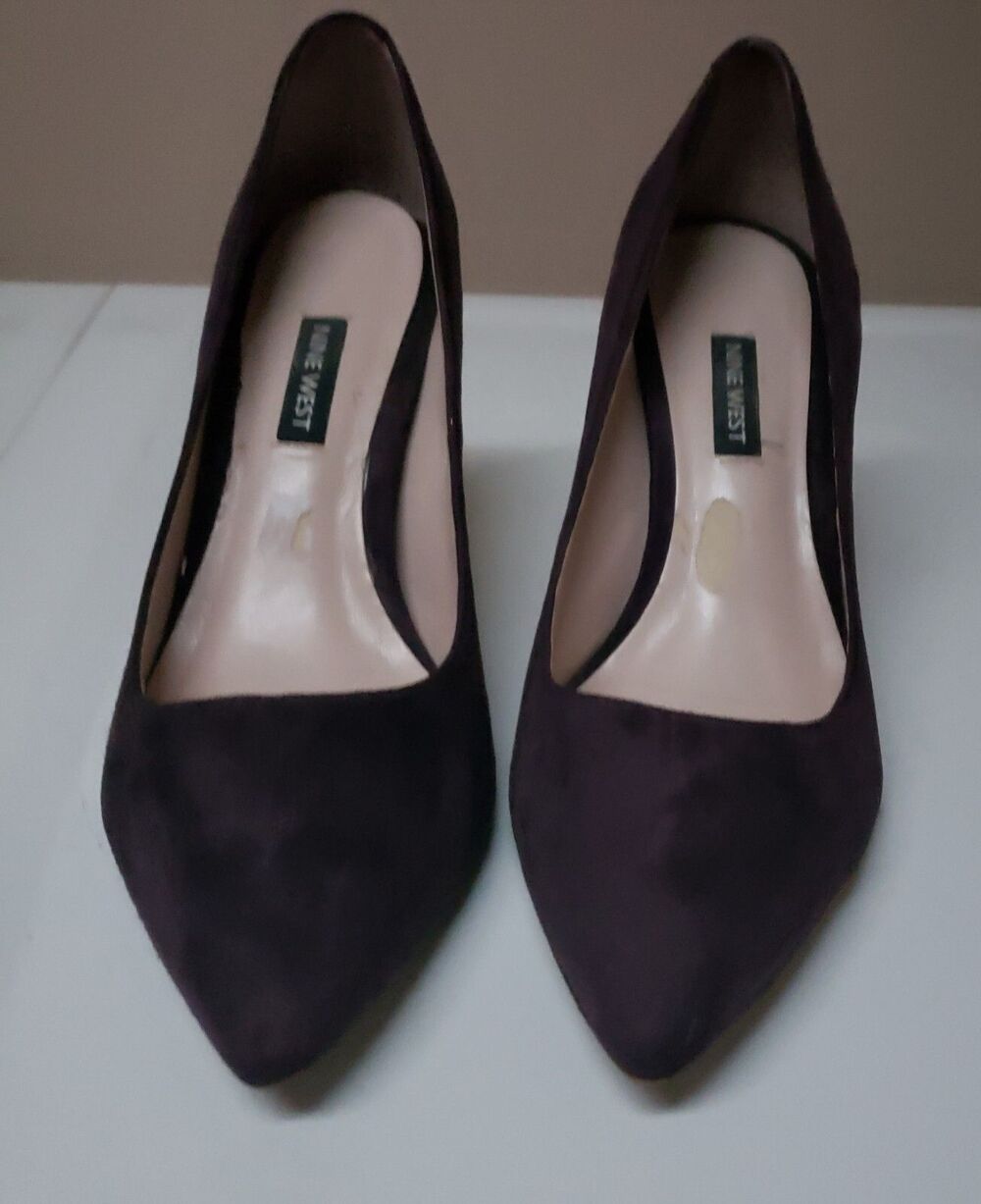 Women's Nine West Plum Purple Genuine Suede Formal Pump Heel Sz 8.5M PO Good
